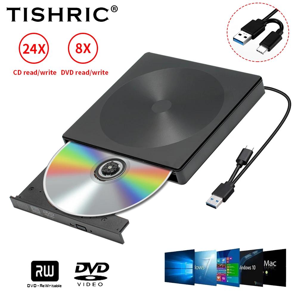 TISHRIC ޴ USB 3.0 CŸ ̺, DVD  USB CD DVD ÷̾  ,  ̺  , PC ƮϿ RW